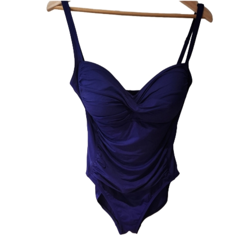 La Blanka Size 14 Padded Swimsuit Twist Top Bluish‎ Violet